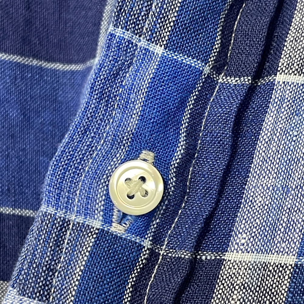 Polo Ralph Lauren Blue Multi Plaid Relaxed Fit 100% Linen Button Front Shirt XL - Picture 5 of 7